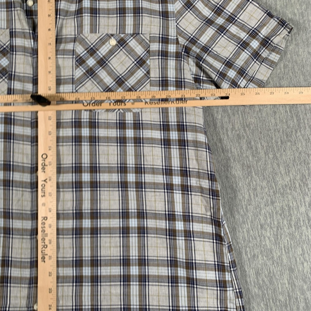 Banana Republic Shirt Mens XL Gray Plaid Camden Fit Short Sleeve Button Front - Picture 6 of 10